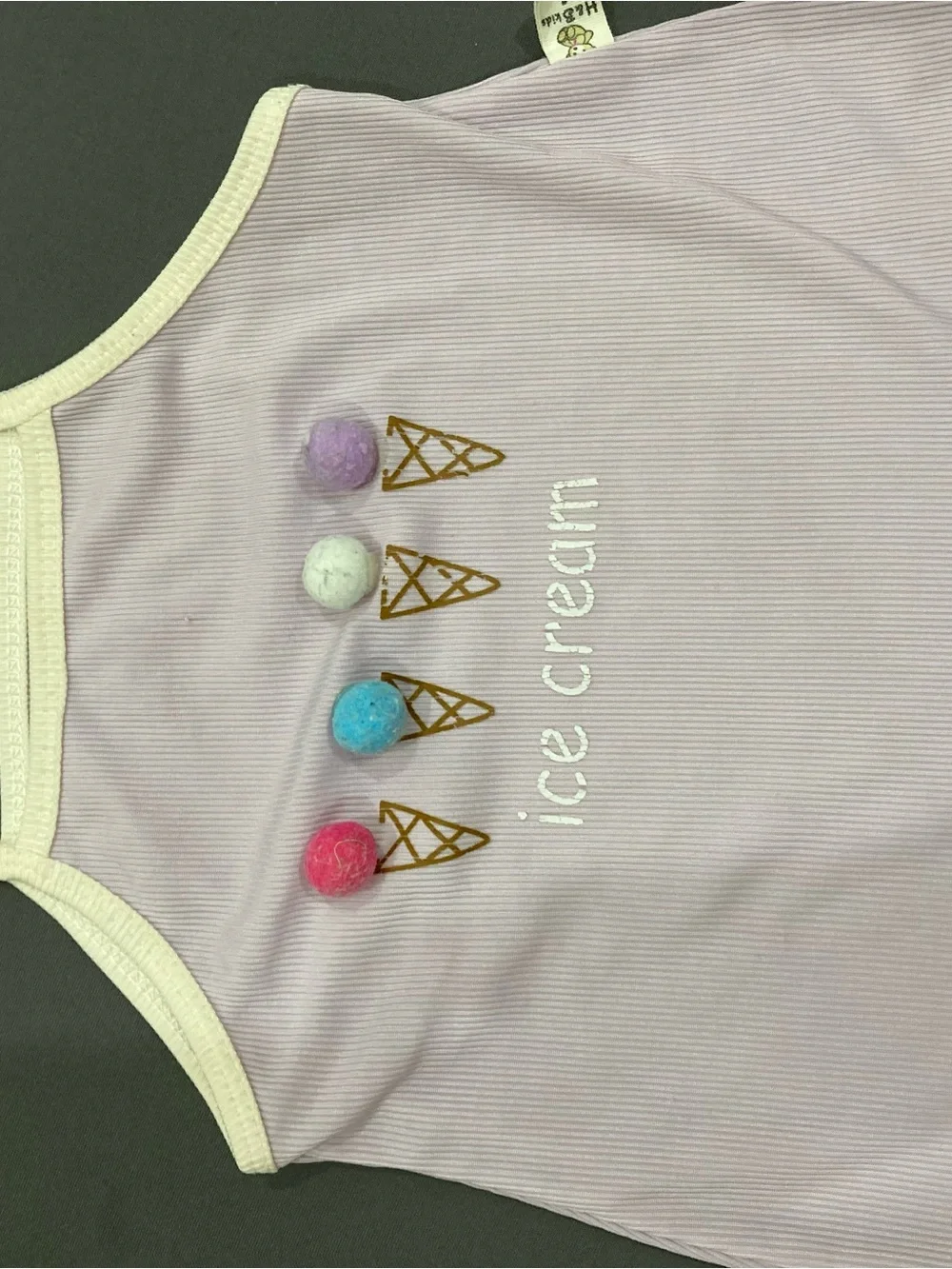 Kids Ice Cream One-Piece Romper - Lavender with Cream Trim